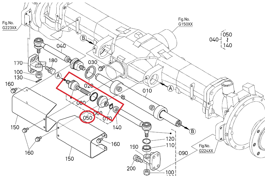 diagrama rotula direccion tractor kubota m9540