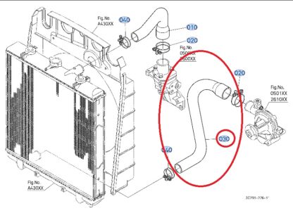 Manguera radiador Kubota M9540 inferior - Imagen 3
