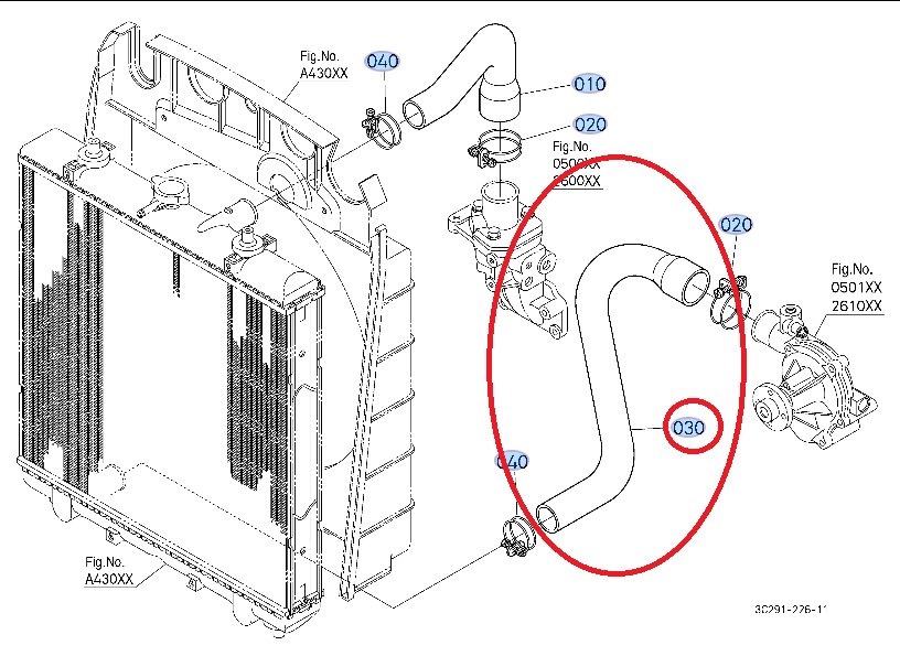 Manguera radiador Kubota M9540 inferior - Imagen 3