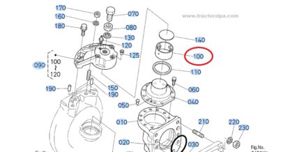 Buje superior tapa de engranajes rueda delantera Kubota M9000 - Imagen 2