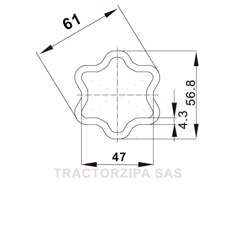 Tubo estrella externo cardan agrícola #36 Precise - Tractorzipa SAS